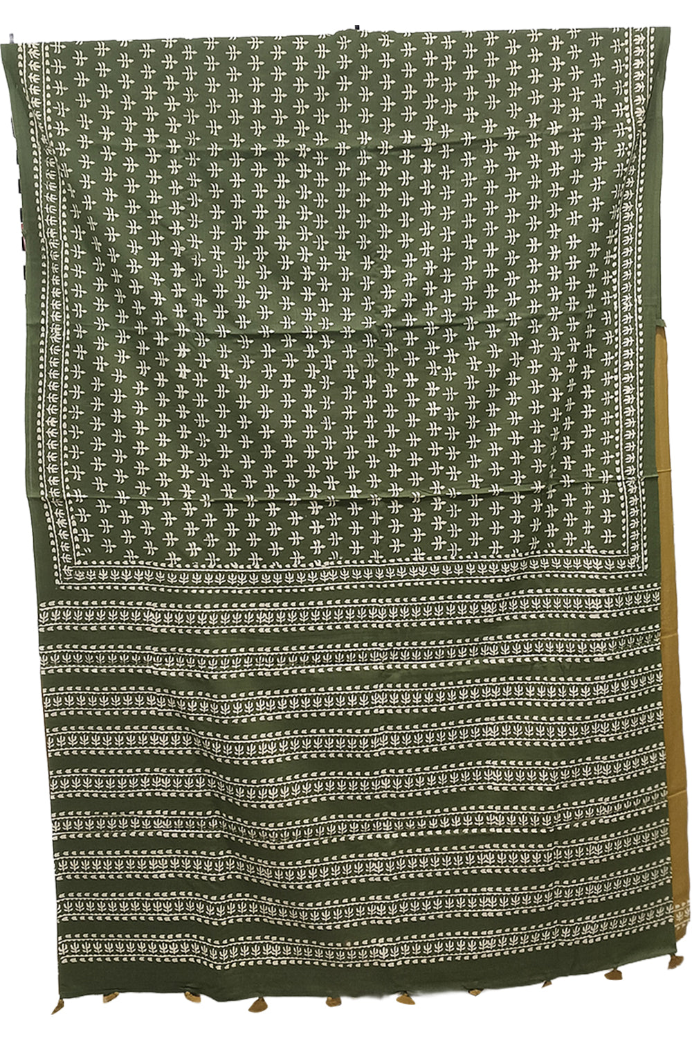 Women's Pure Cotton Jaipur Print Saree with Blouse | Soft Cotton Printed Saree for Women | Traditional, Casual & Festive Ethnic Wear - Green - 1876