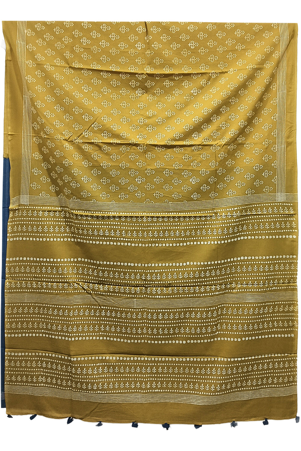Women's Pure Cotton Jaipur Print Saree with Blouse | Soft Cotton Printed Saree for Women | Traditional, Casual & Festive Ethnic Wear - Mustard - 3135