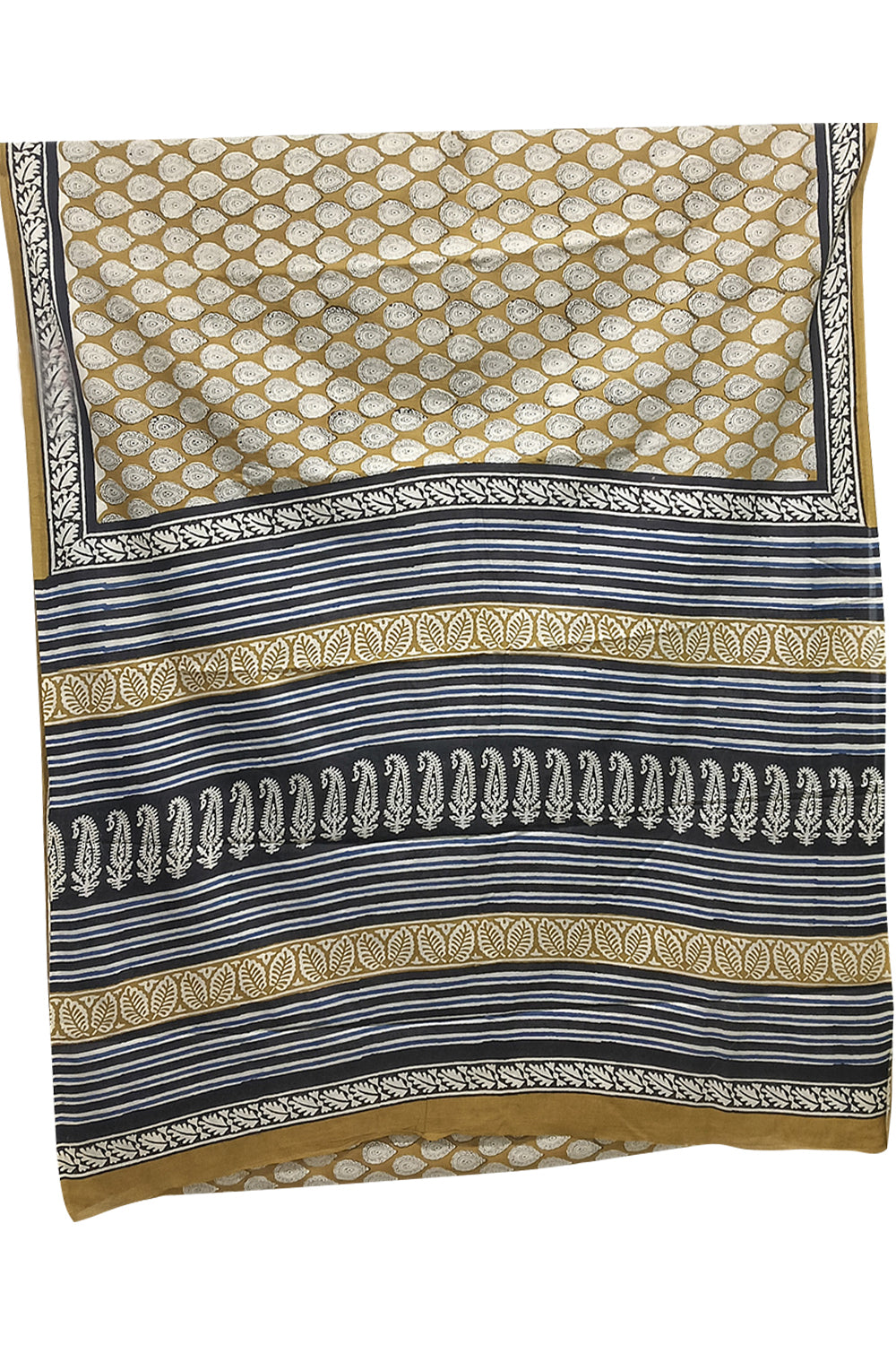 Women's Pure Cotton Jaipur Print Saree with Blouse | Soft Cotton Printed Saree for Women | Traditional, Casual & Festive Ethnic Wear - Mustard - JT28