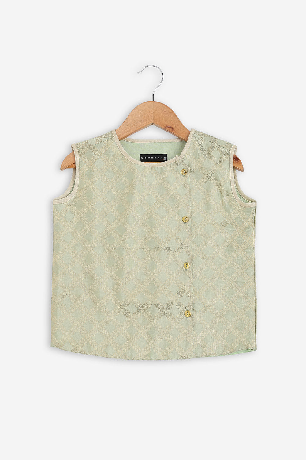 Navkrish Boys Kurta Set – Sleeveless Cotton Slub Kurta with Stitched Dhoti | Traditional Ethnic Wear for Boys - KS21