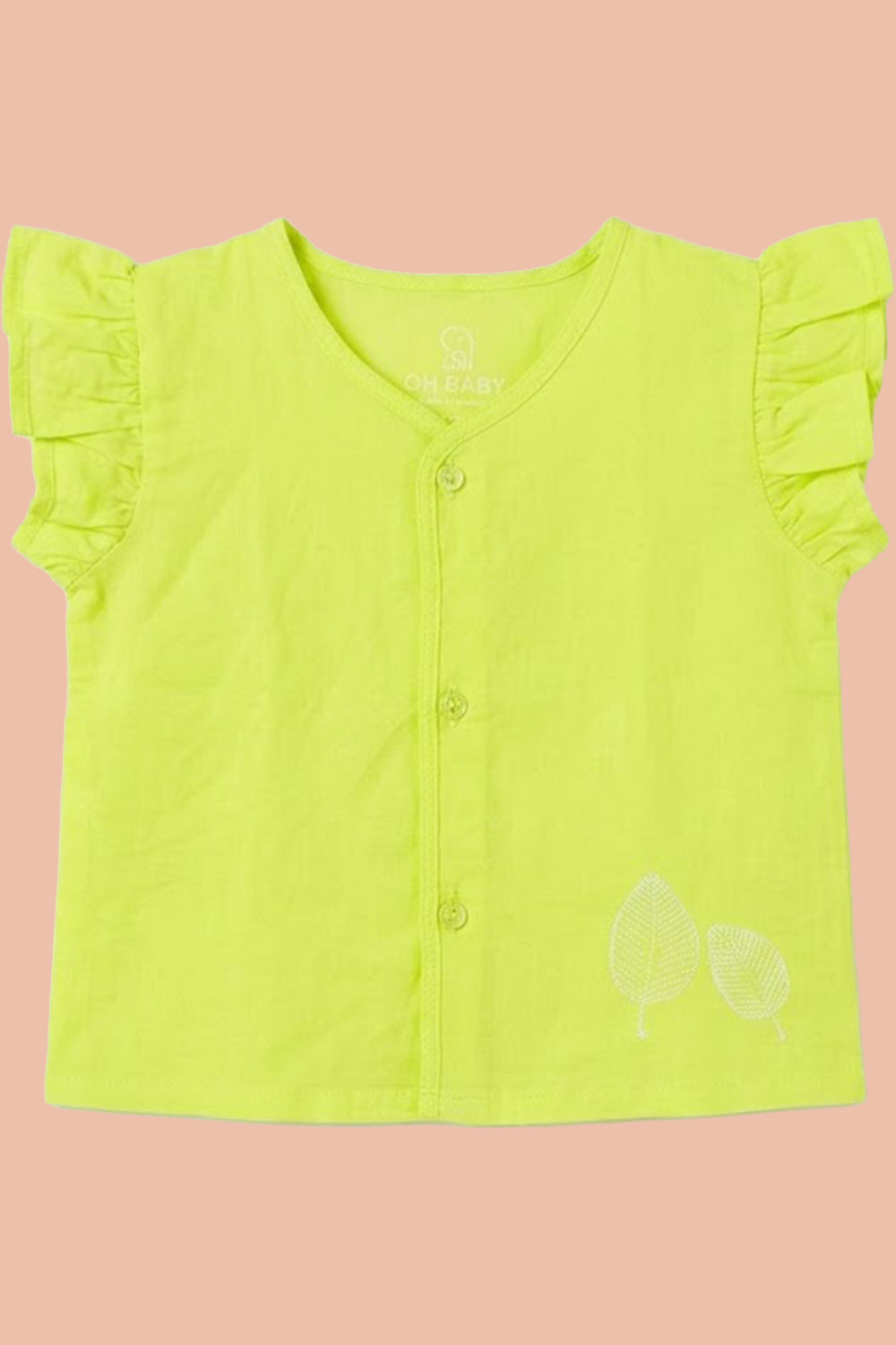 Oh Baby 100% Pure Cotton Everyday Comfort Baby Vest – Soft Breathable Infant Innerwear for Newborn Boys & Girls - Lime Green - VS05