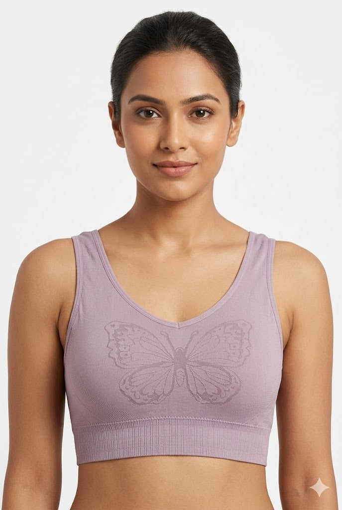 Seamless Padded Bra for Women – Full Coverage Cotton Blend Bra with Back Hook Closure | Wire-Free Everyday Comfort Bra - 10429