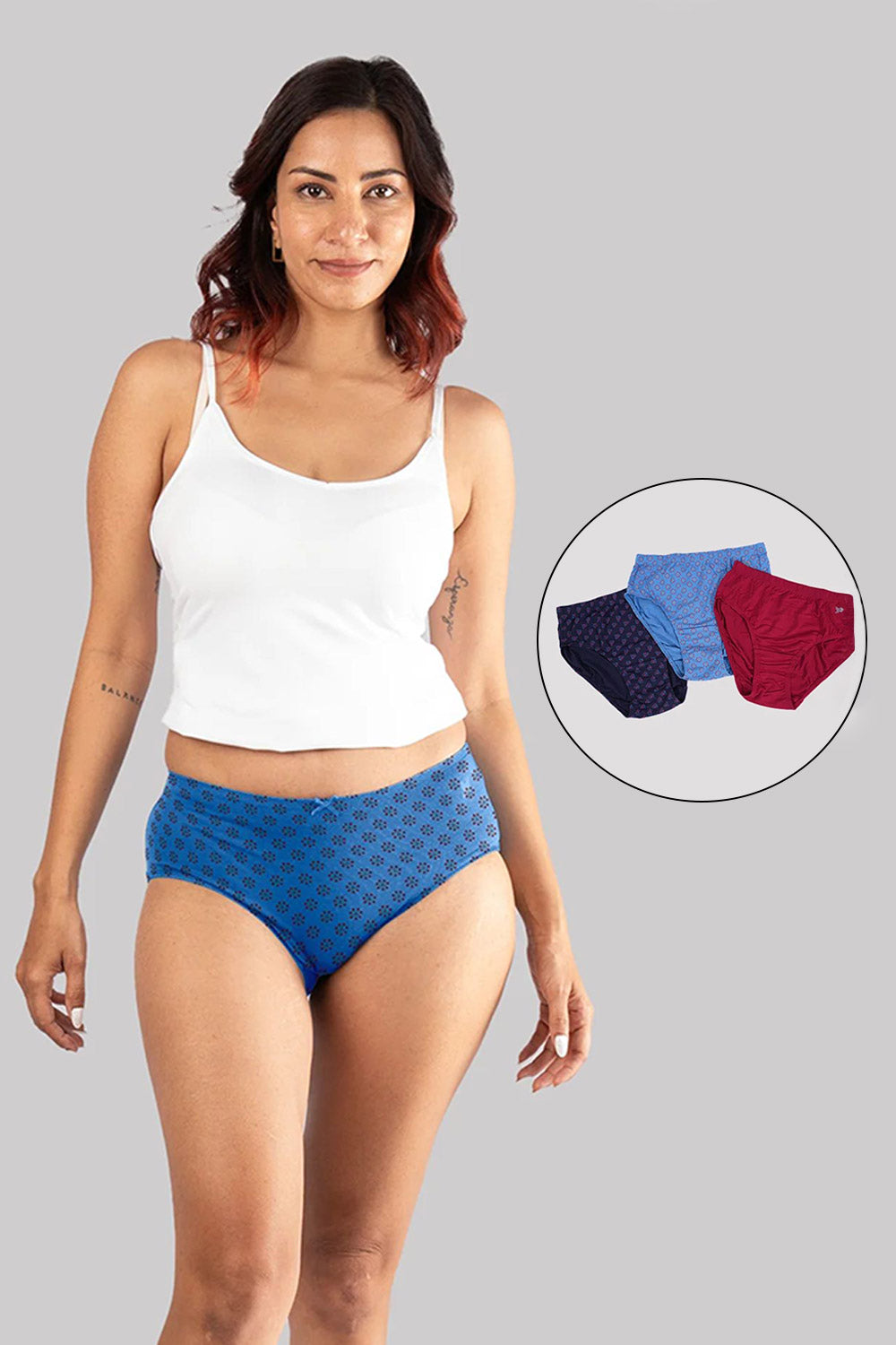 Lavos Bamboo Modal Mid Waist Hipster – Soft Outer Elastic Women’s Underwear - Pack of 3