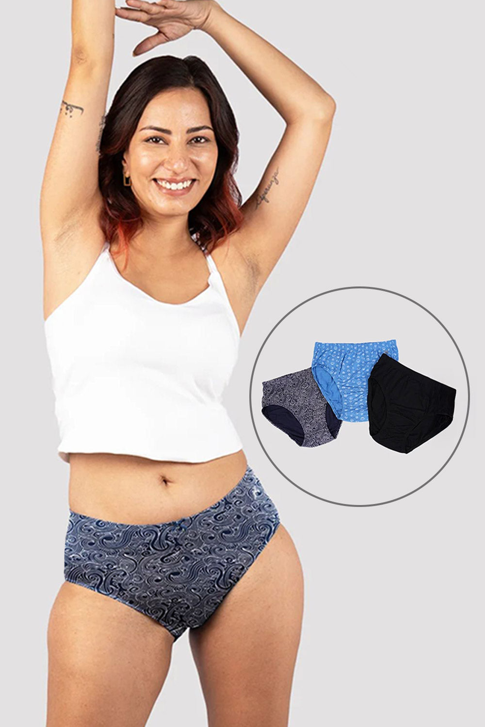 Lavos Bamboo Modal Mid Waist Hipster – Soft Outer Elastic Women’s Underwear - Pack of 3