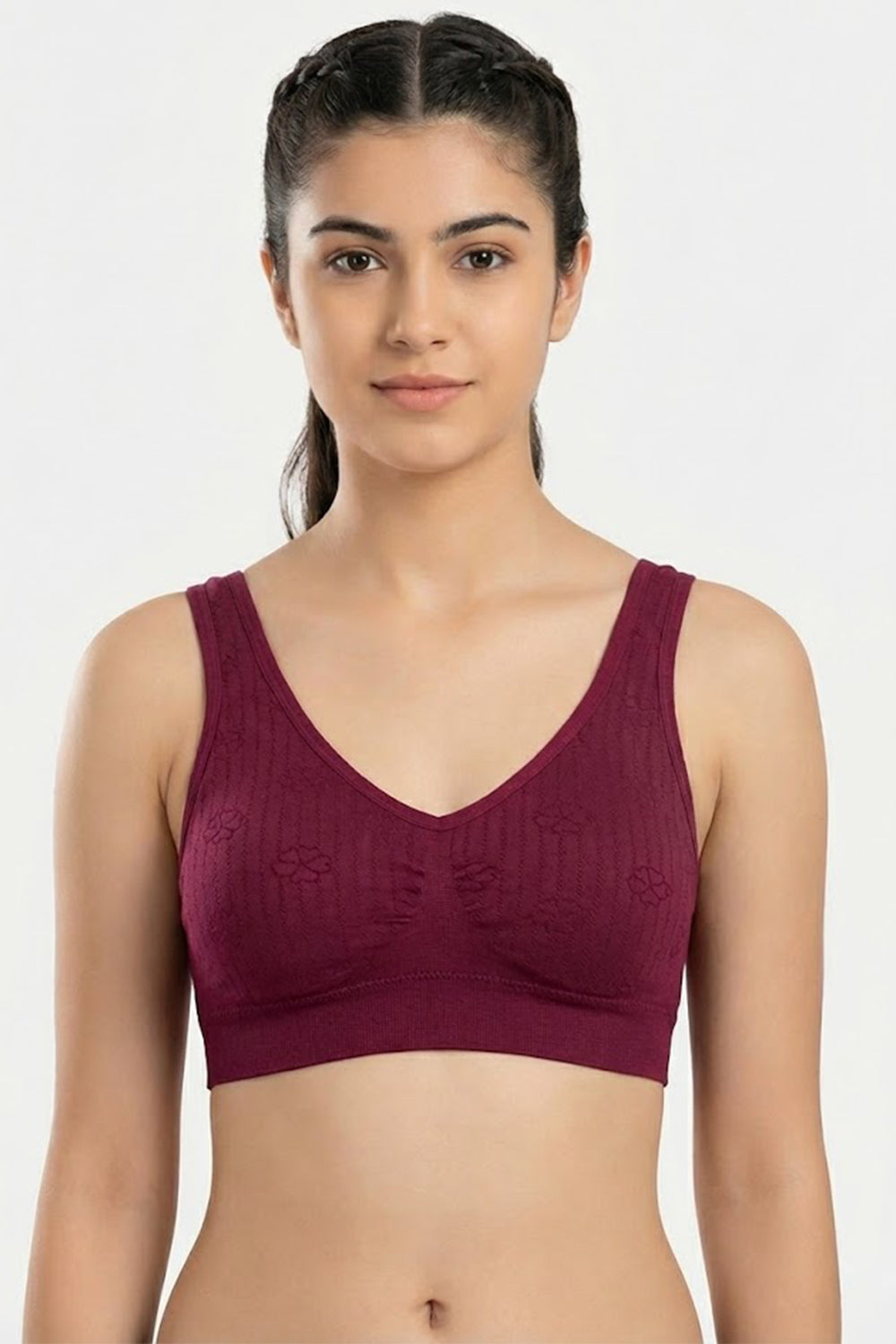 Women's Padded Cotton-Blend Sport Bra – Full Coverage, Seamless Sweat-Absorbent Support & Crop-Top Ready Fit - S988
