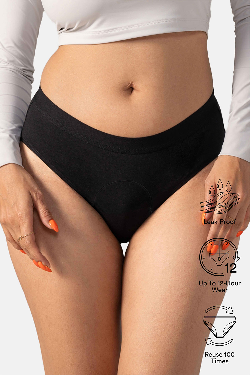 Mahina Reusable & Leak Proof Period Panty Black Cotton Mid Rise Super Heavy Flow Pack of 1