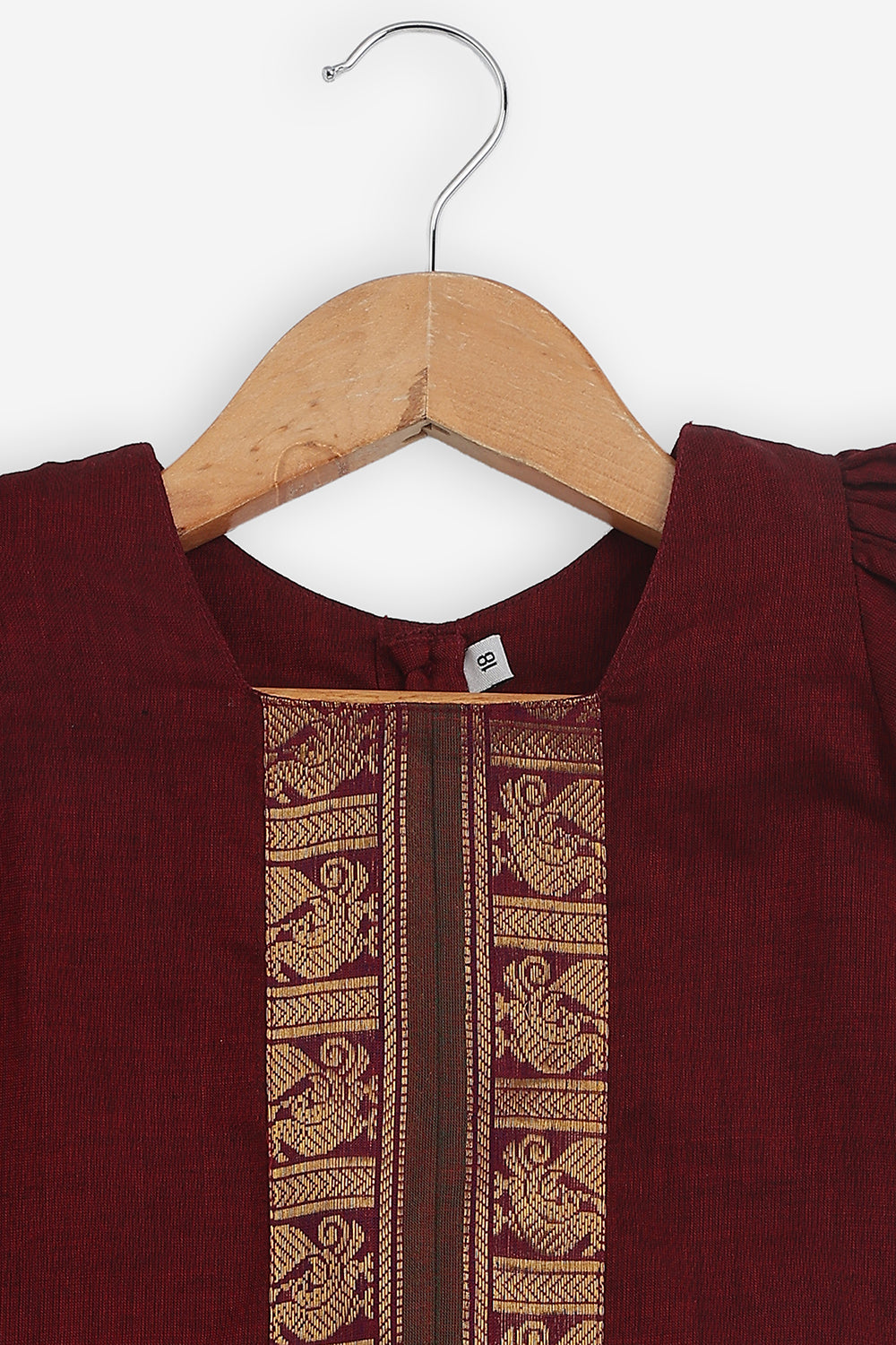 Chittythalli Girls Handloom Kanchi Cotton Pavadai Set | Traditional Cotton Ethnic Wear for Girls | Puff Sleeve Pavadai Dress with Border Patch Work - PS19