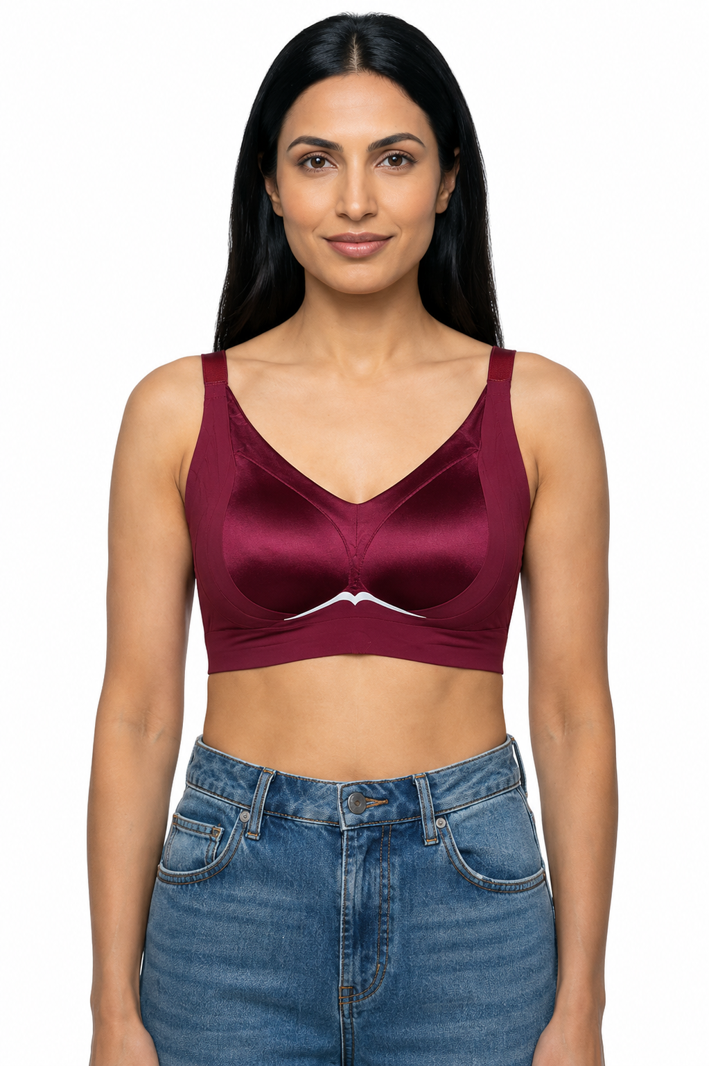 Women's Seamless Padded Modal Bra | Non-Wired Low Coverage T-Shirt Bra for Women | Soft Everyday Comfort Bra - 2534