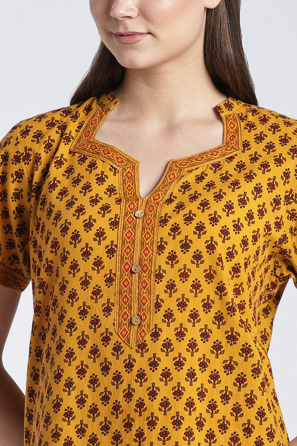 Naidu Hall Women’s Printed Cotton Nighty | Floral Block Print V-Neck Night Dress with Short Sleeves | Relaxed Fit Daily Wear & Sleepwear
- NB50