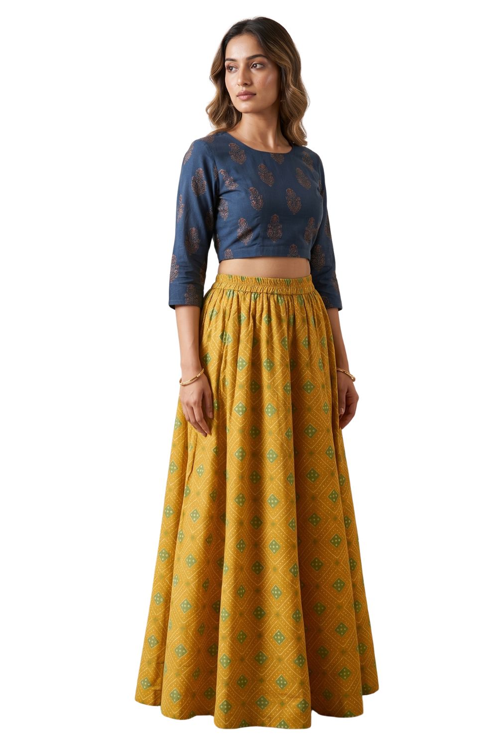 Mythri Bandhani Printed Flared Long Skirt for Women | Traditional Ethnic Maxi Skirt - SK05