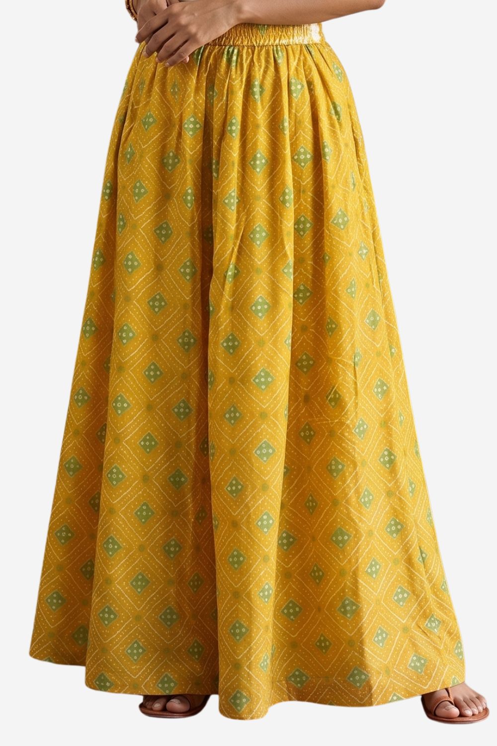 Mythri Bandhani Printed Flared Long Skirt for Women | Traditional Ethnic Maxi Skirt - SK05