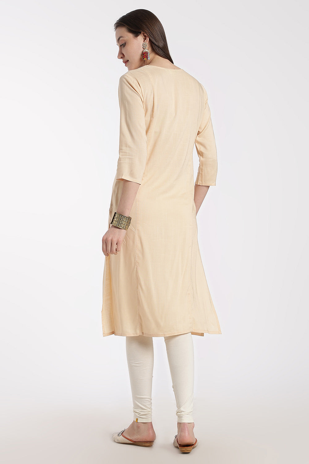 Mythri Rayon Kurti for Women – Regular Fit Embroidered Kurti with Round Neck V-Notch | Everyday Wear Kurta - RS09