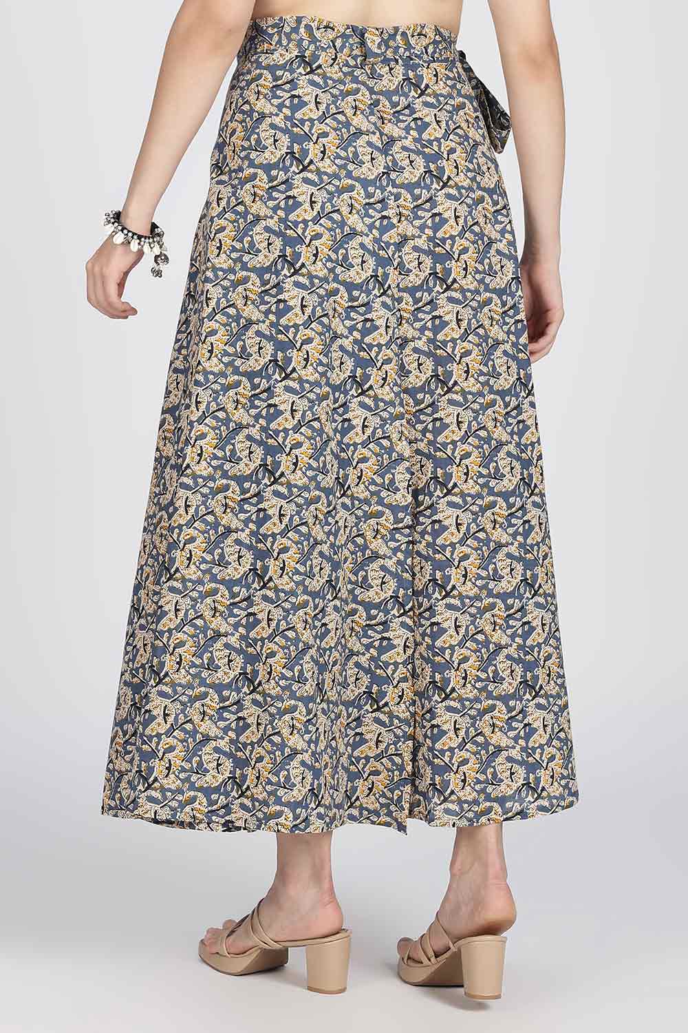 Mythri Women’s Cotton Blend Wrap Skirt with Tie Up Skirt | Free Size Regular Fit Woven Skirt for Daily Wear - Navy Blue - SK07