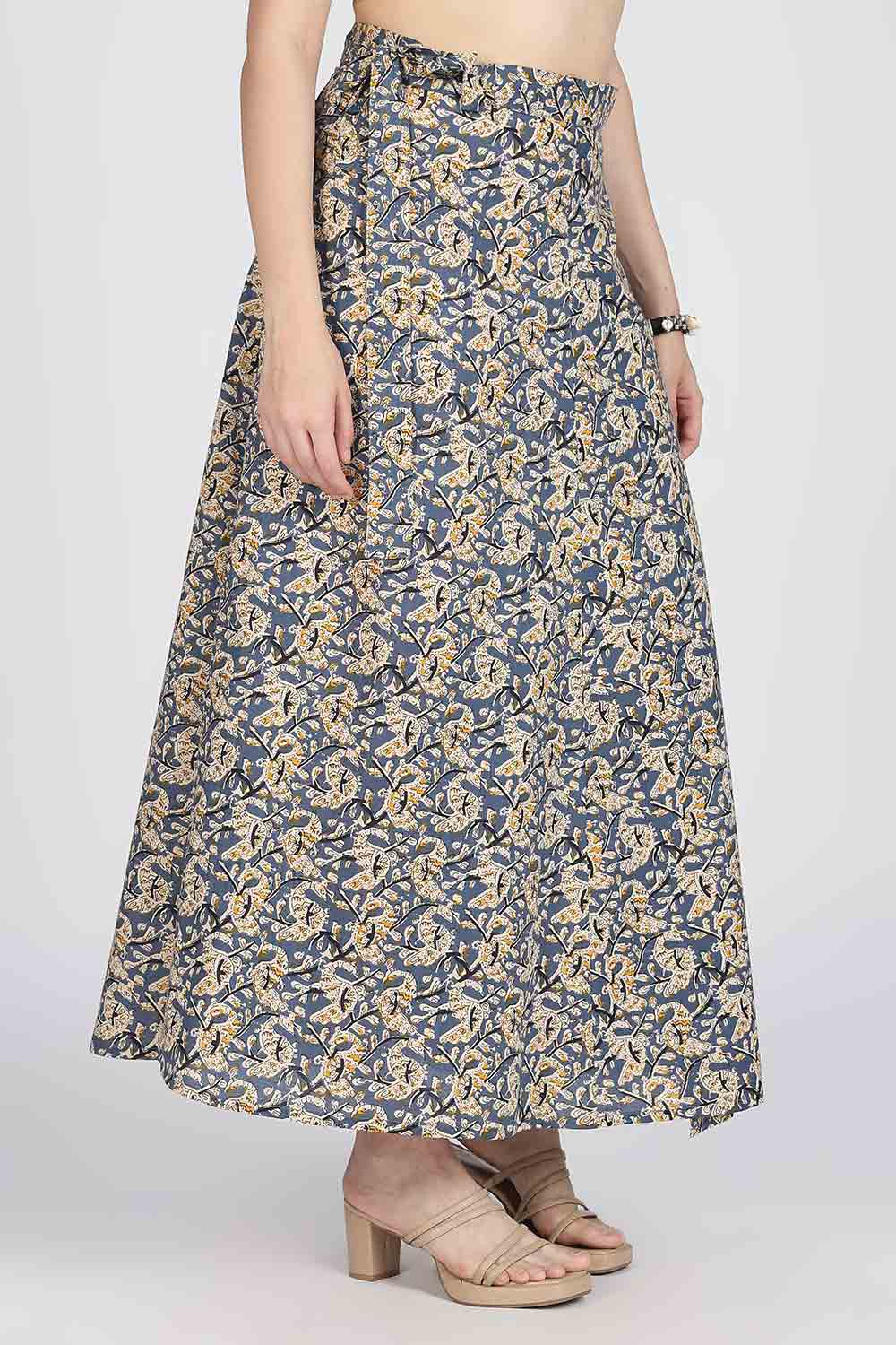 Mythri Women’s Cotton Blend Wrap Skirt with Tie Up Skirt | Free Size Regular Fit Woven Skirt for Daily Wear - Navy Blue - SK07