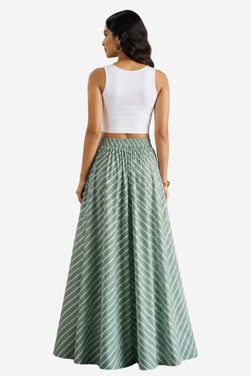 Mythri Women's Leheriya Print Cotton Long Skirt – Flared Ethnic Maxi Skirt for Women - SK05