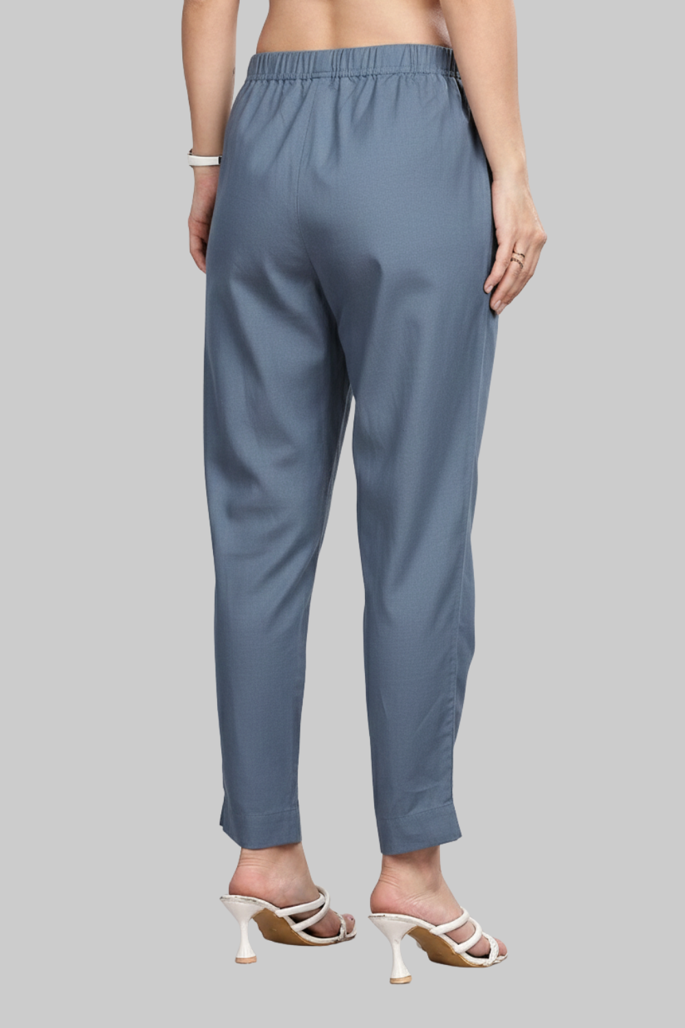 Mythri Women’s Straight Cotton-Blend Pants | Soft Handfeel, Drawstring Waist & Hem Slit - P002