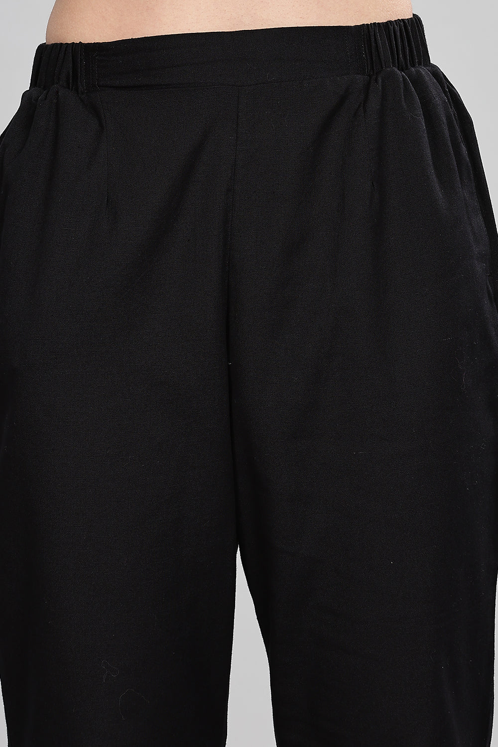 Mythri Women’s Straight Cotton-Blend Pants | Soft Handfeel, Drawstring Waist & Hem Slit - P002