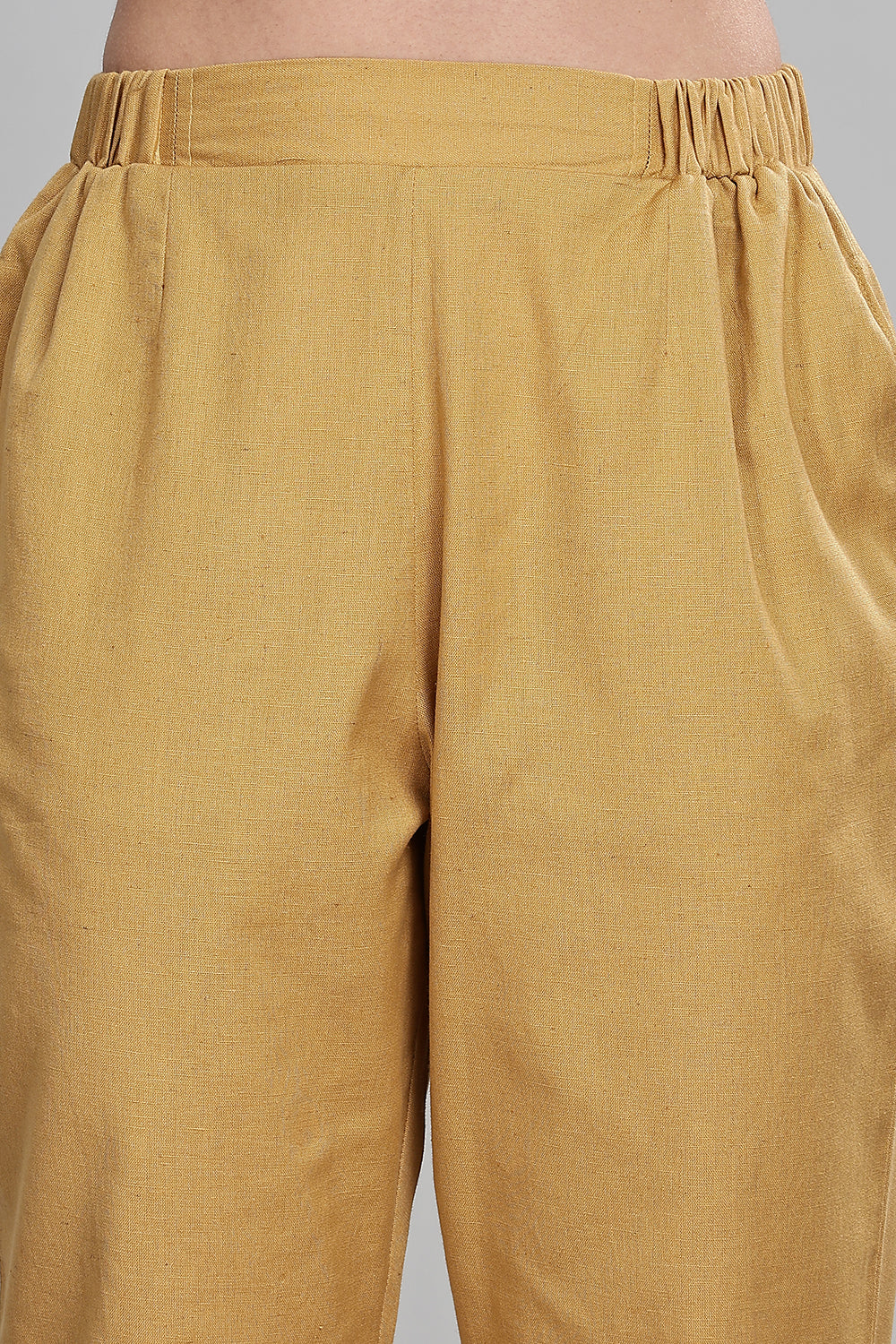 Mythri Women’s Straight Cotton-Blend Pants | Soft Handfeel, Drawstring Waist & Hem Slit - P002