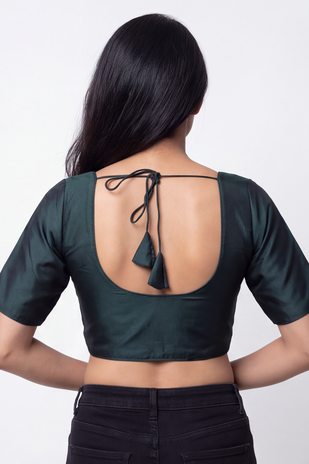 Women's Solid Art Silk Saree Blouse with U-neck, Elbow Sleeve and Regular Fit | Ready-to-Wear Saree Blouse for Daily Wear & Festive Wear - 4050