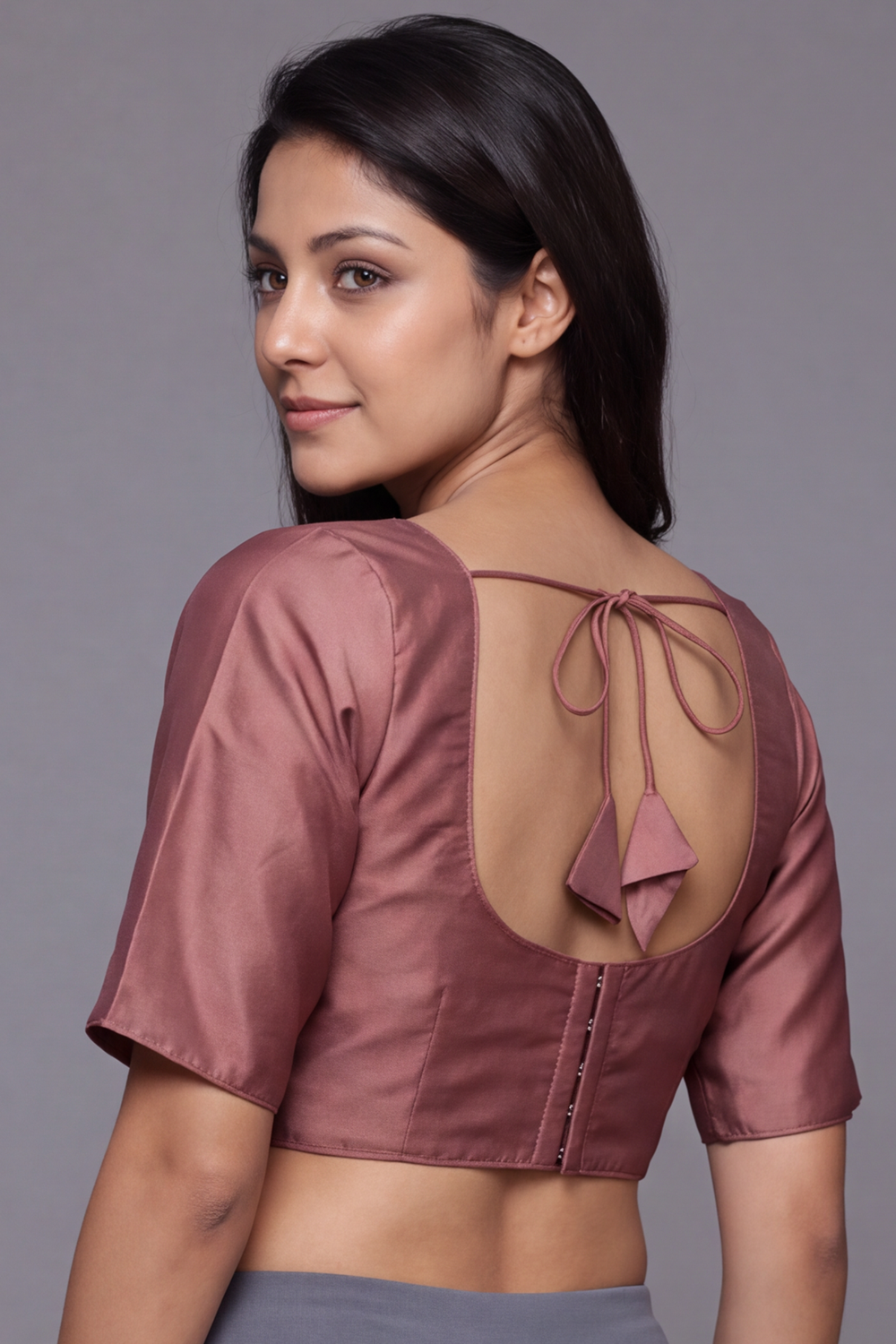 Women's Solid Art Silk Saree Blouse with U-neck, Elbow Sleeve and Regular Fit | Ready-to-Wear Saree Blouse for Daily Wear & Festive Wear - 4050