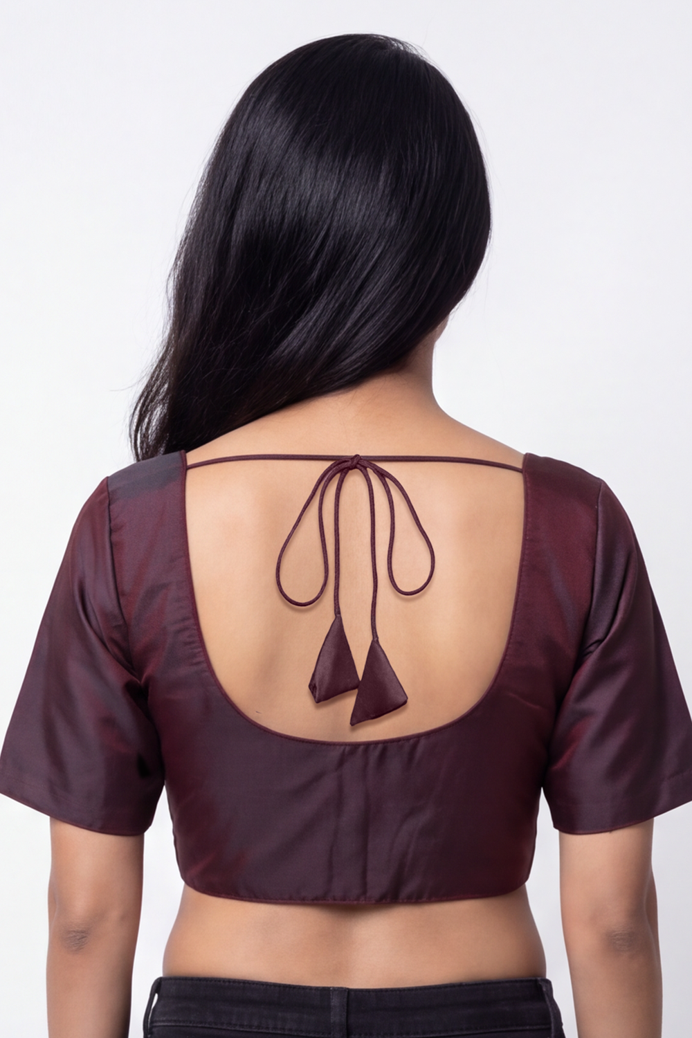 Women's Solid Art Silk Saree Blouse with U-neck, Elbow Sleeve and Regular Fit | Ready-to-Wear Saree Blouse for Daily Wear & Festive Wear - 4050