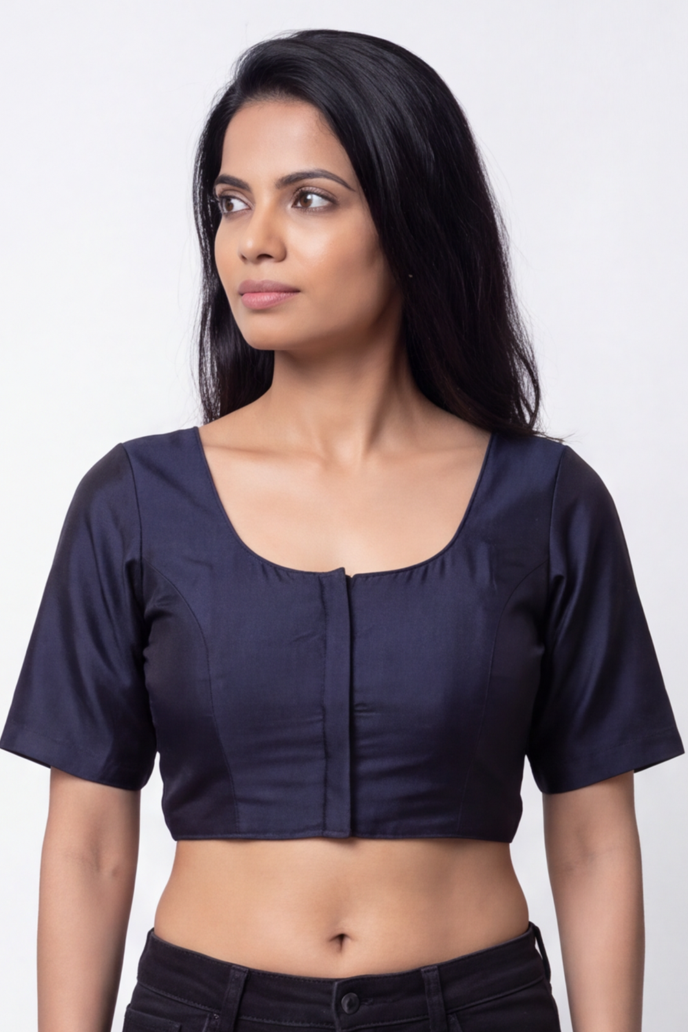 Women's Solid Art Silk Saree Blouse with U-neck, Elbow Sleeve and Regular Fit | Ready-to-Wear Saree Blouse for Daily Wear & Festive Wear - 4050