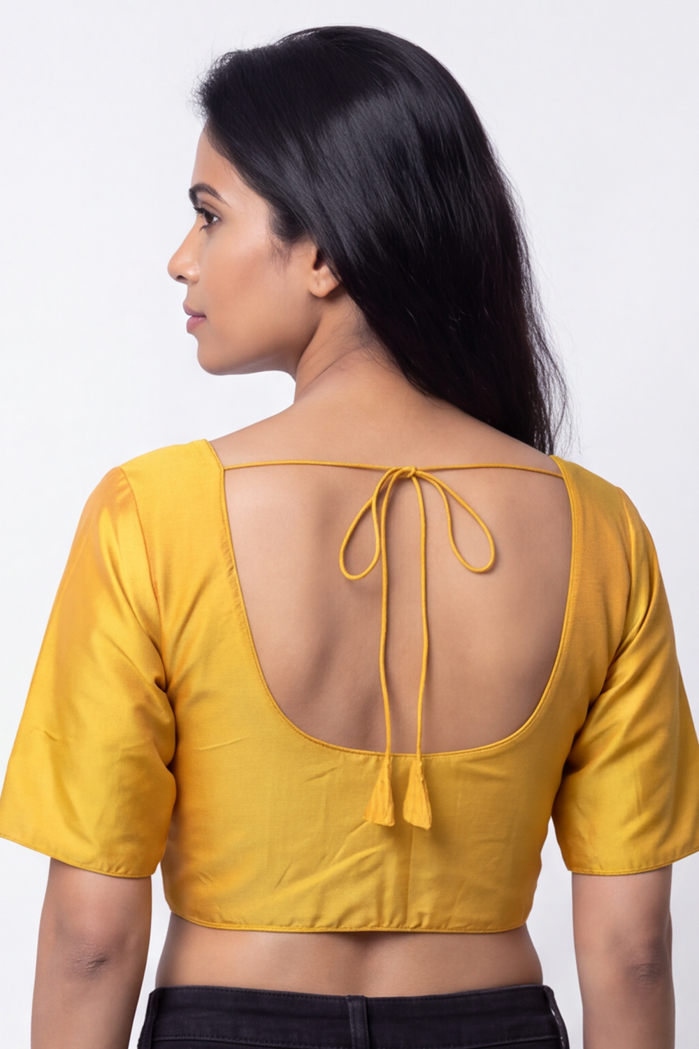 Women's Solid Art Silk Saree Blouse with U-neck, Elbow Sleeve and Regular Fit | Ready-to-Wear Saree Blouse for Daily Wear & Festive Wear - 4050