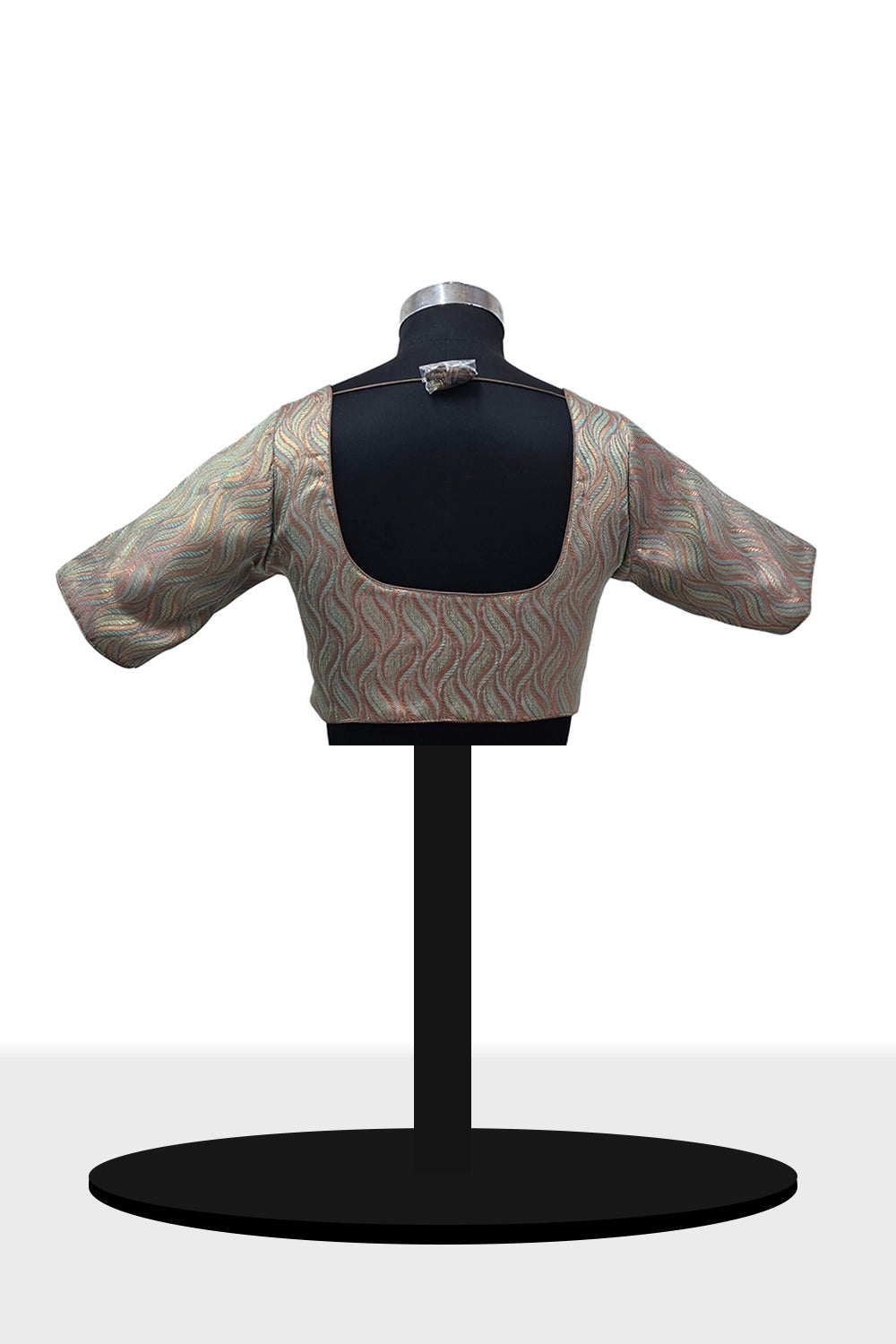 Women's Blouse Art Silk Padded Front Open Round Neck Princess Cut Elbow Sleeve Saree Blouse with Round Back - Light Brown- 4189