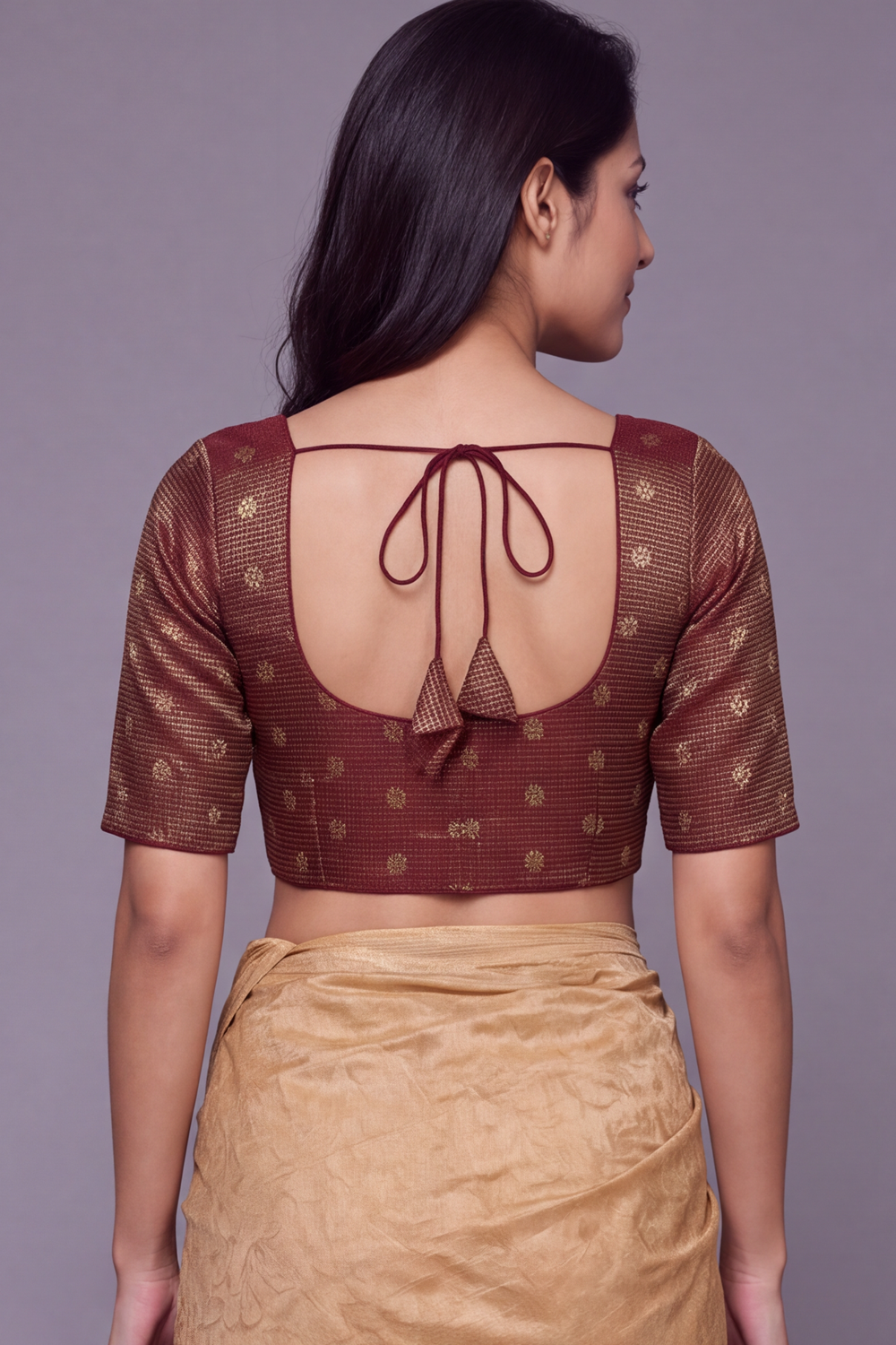 Women's Prints Art Silk Saree Blouse with Round Neck, Elbow Sleeve and Regular Fit | Ready-to-Wear Saree Blouse for Daily Wear & Festive Wear - 4303
