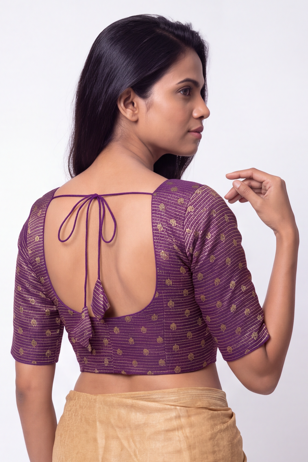 Women's Prints Art Silk Saree Blouse with Round Neck, Elbow Sleeve and Regular Fit | Ready-to-Wear Saree Blouse for Daily Wear & Festive Wear - 4303