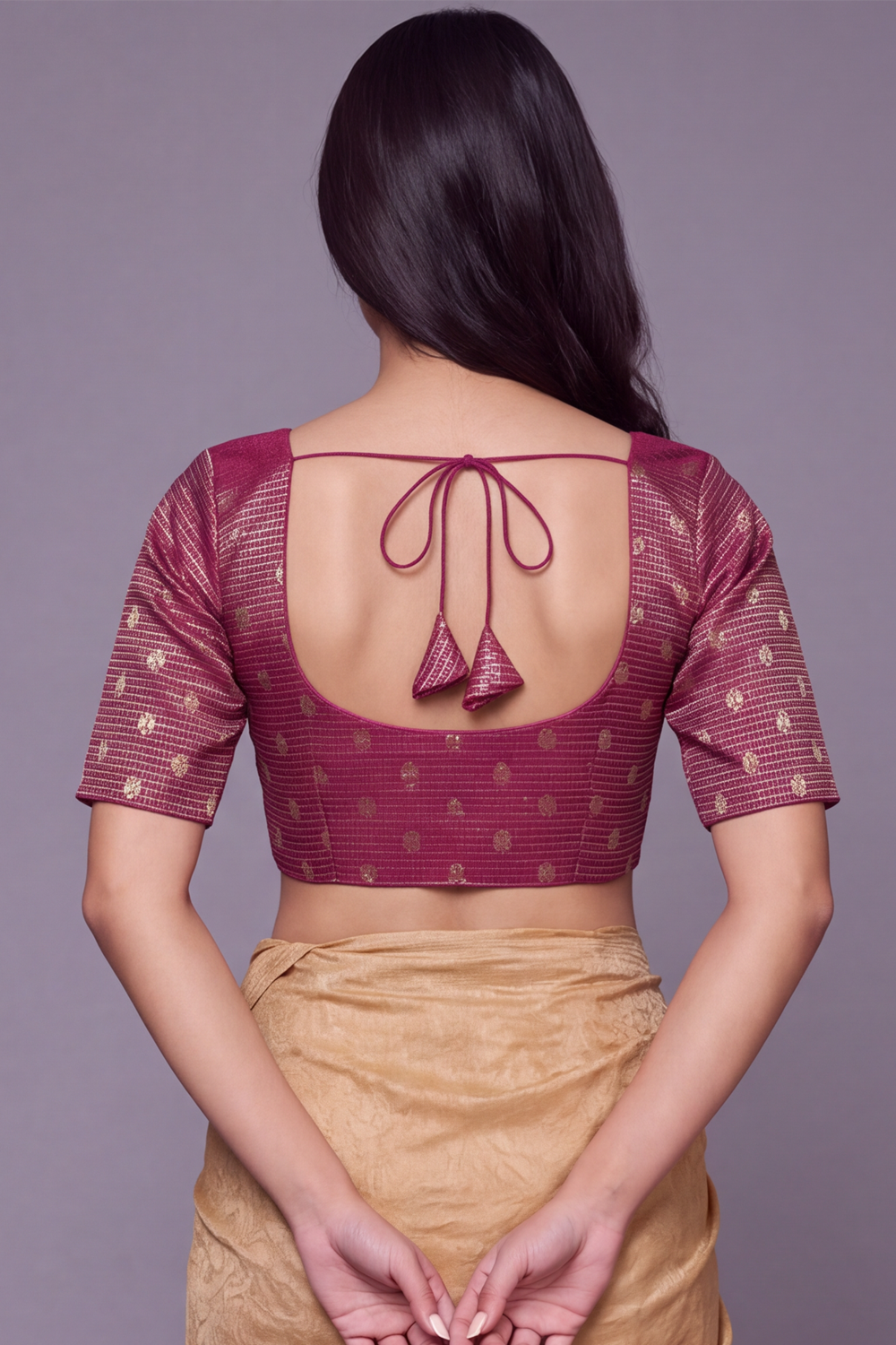 Women's Prints Art Silk Saree Blouse with Round Neck, Elbow Sleeve and Regular Fit | Ready-to-Wear Saree Blouse for Daily Wear & Festive Wear - 4303