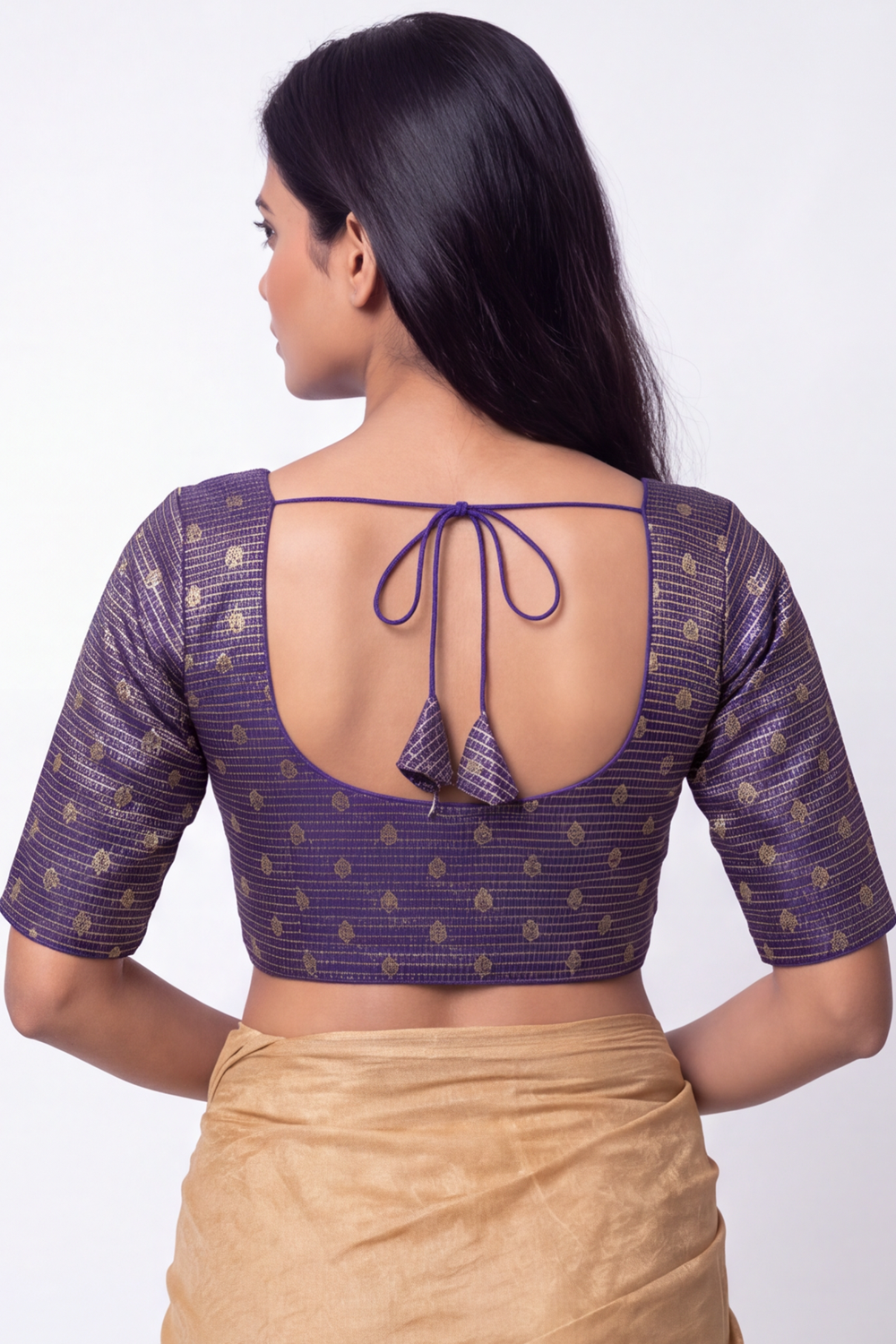 Women's Prints Art Silk Saree Blouse with Round Neck, Elbow Sleeve and Regular Fit | Ready-to-Wear Saree Blouse for Daily Wear & Festive Wear - 4303