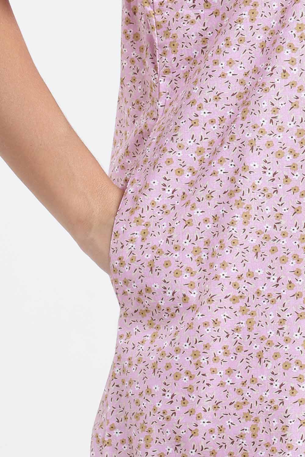 Naidu Hall Printed Cotton Nighty for Women – A-Line Full Length Sleepwear with Lace Yoke & Inverted Pleat | Comfortable Daily Wear Nighty
- N138
