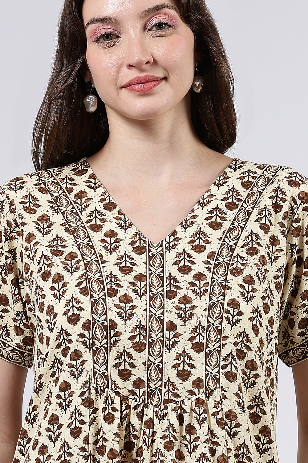 Naidu Hall Women’s Printed Cotton Full Length Nighty with V Neck and Princess Panel Design
- NA99