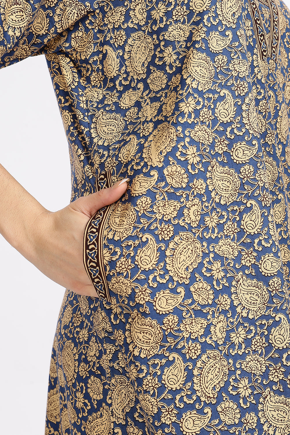 Naidu Hall Women’s Printed Cotton Blend Full Length Nighty with V Patch Neckline and Border Detailing
- NB05