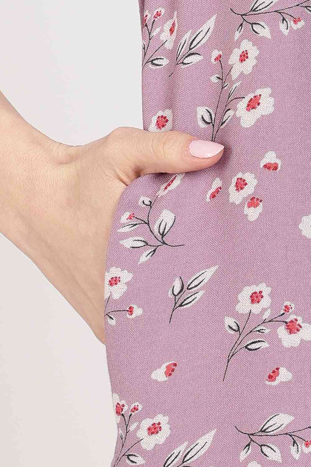 Naidu Hall Women’s Full-Length Cotton Nighty | Mandarin Collar, Pintuck Detail, Floral Printed Sleepwear
- NB17