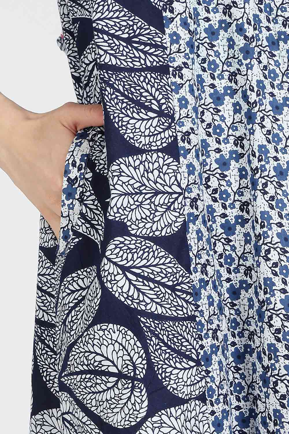 Naidu Hall Women’s Printed Cotton Nighty | Full Length Mandarin Collar Half Sleeve Floral Butta Nightdress for Daily Wear & Sleepwear
- NB30