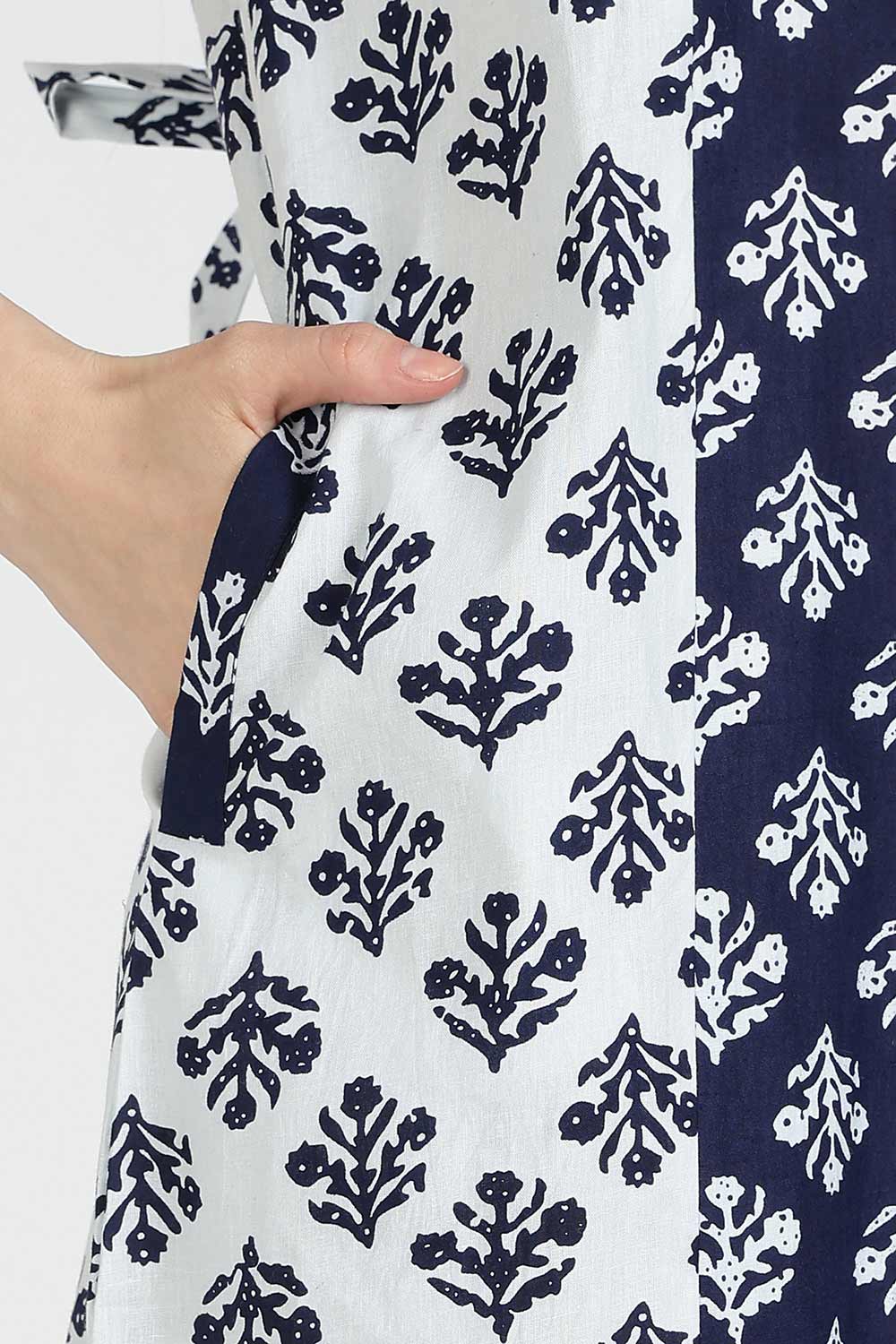 Naidu Hall Women’s Printed Cotton Nighty | Full Length Mandarin Collar Half Sleeve Chevron Print Nightdress for Daily Wear & Sleepwear
- NB31