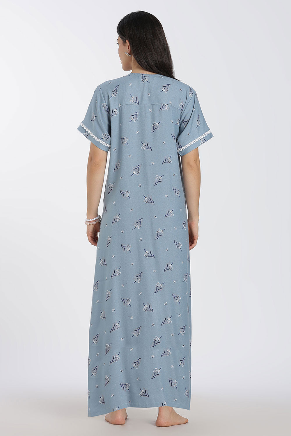 Naidu Hall Printed Alpine Cotton Nighty for Women – Full Length A-Line Sleepwear with Lace Panel | Comfortable Daily Wear Nighty
- NB38