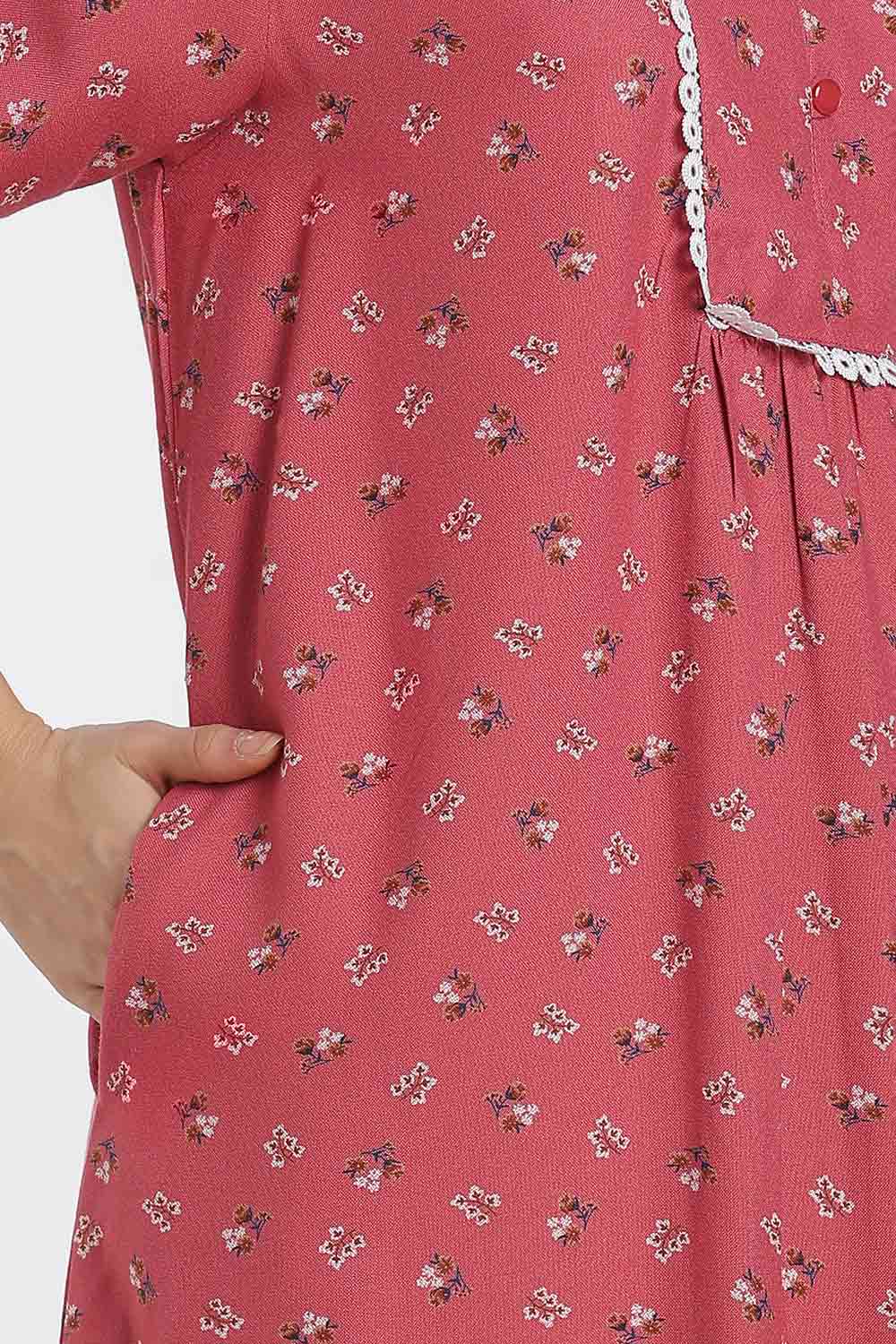 Naidu Hall Printed Alpine Cotton Nighty for Women – Full Length A-Line Sleepwear with Lace Panel | Comfortable Daily Wear Nighty
- NB38