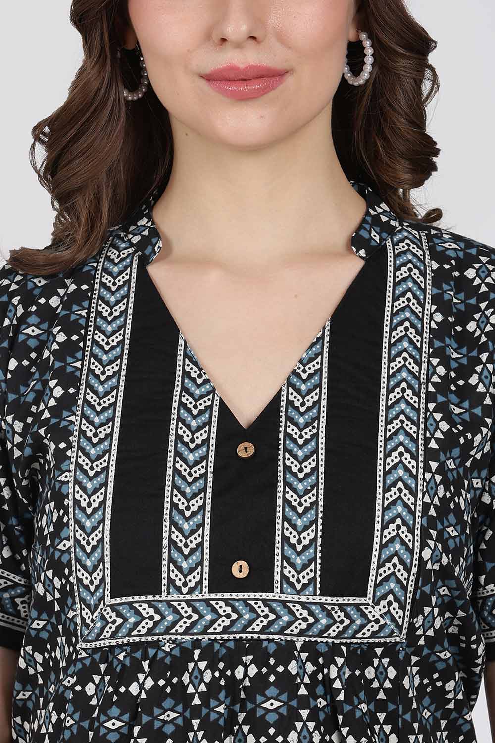Naidu Hall Printed Cotton Nighty for Women – Full Length Relax Fit Sleepwear with Mandarin Collar & Panel Design | Comfortable Daily Wear Nighty
- NB45