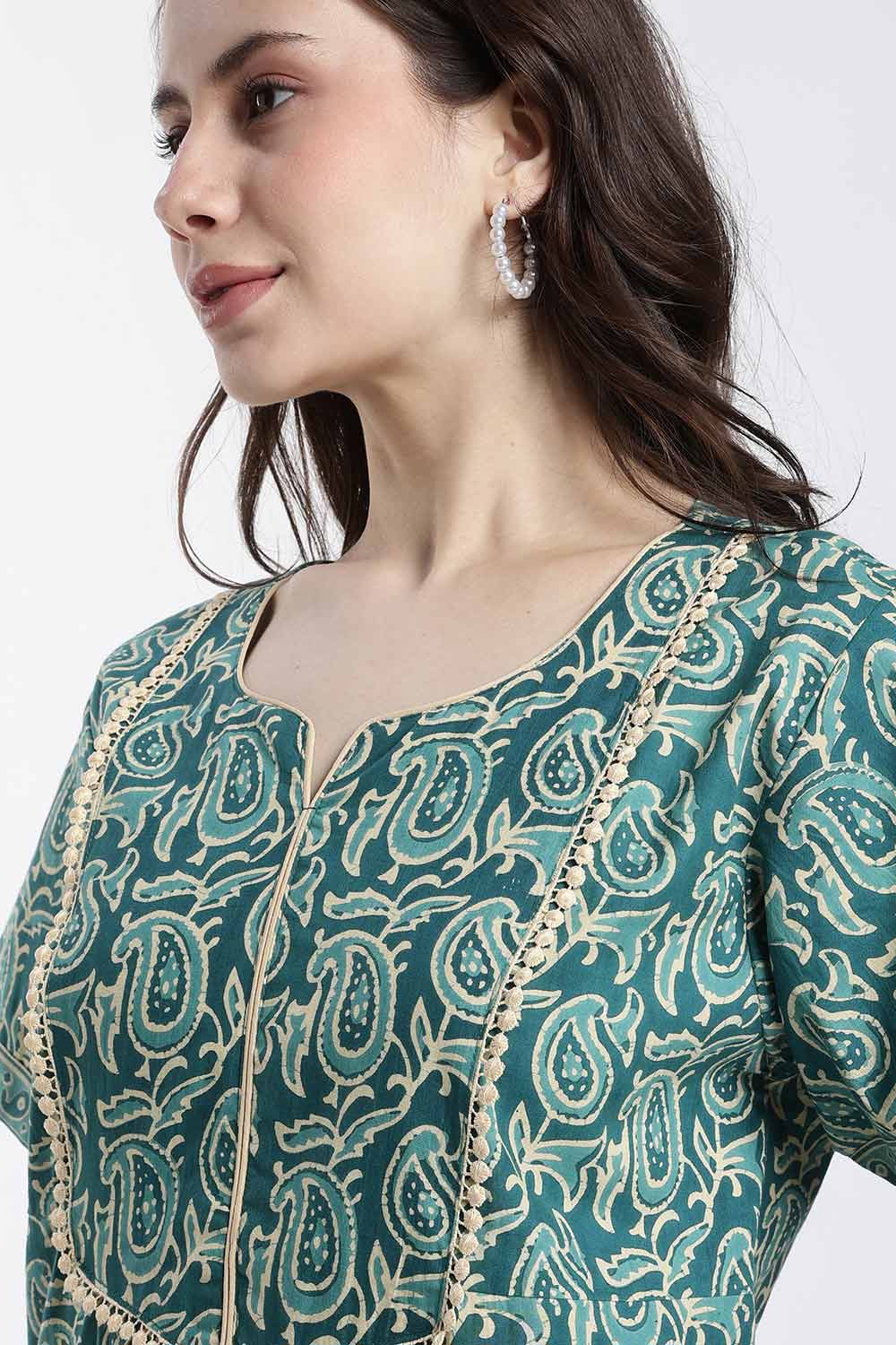 Naidu Hall Women’s Printed Cotton Nighty – Full Length Nighty with V-Slit Round Neck, Lace Yoke & Side Pocket | Comfortable Daily Wear & Sleepwear for Women
- NB46