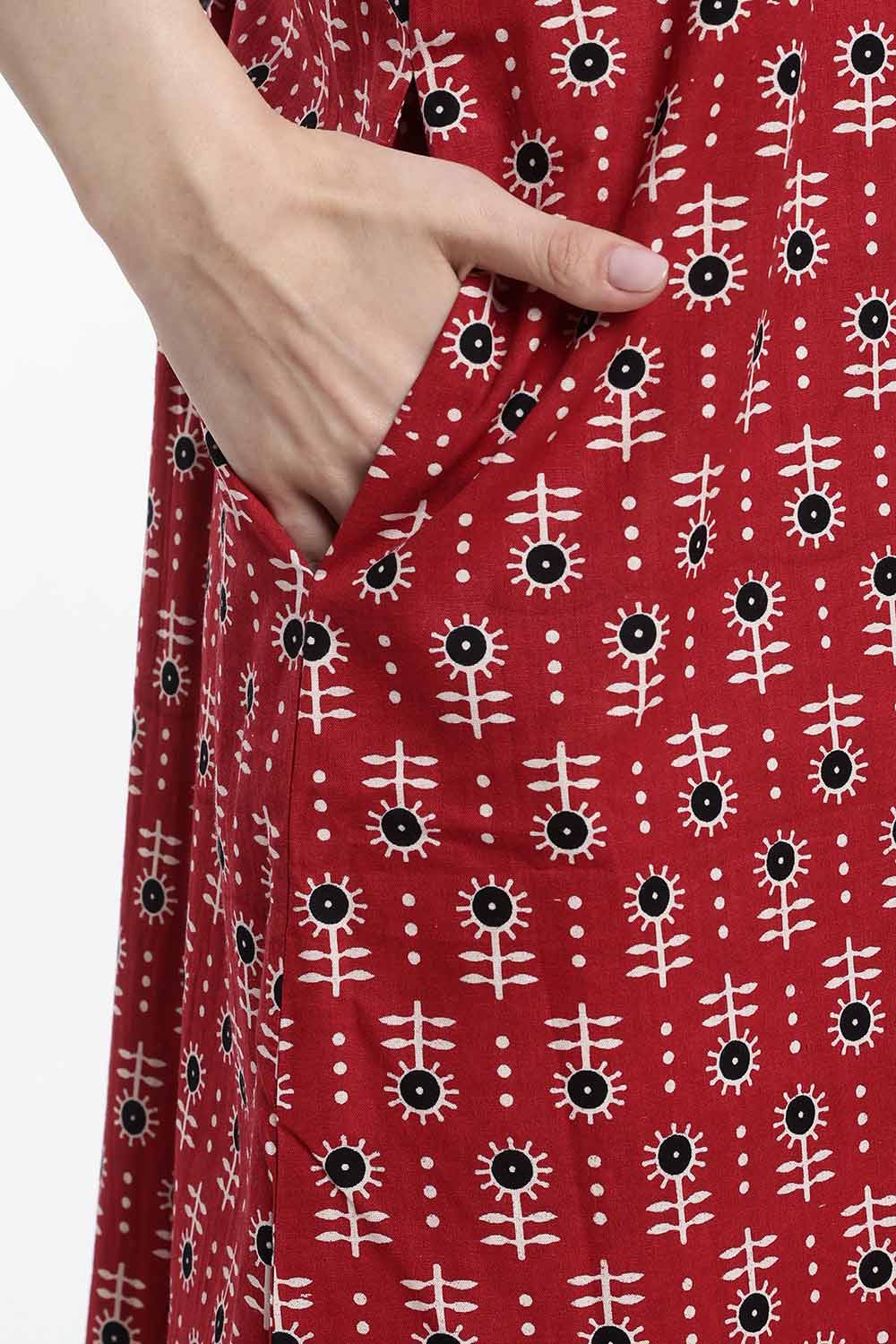 Naidu Hall Women’s Cotton Printed Nighty – Full Length Box Neck Sleepwear with Gathered Yoke & Patchwork Detail
- NB49