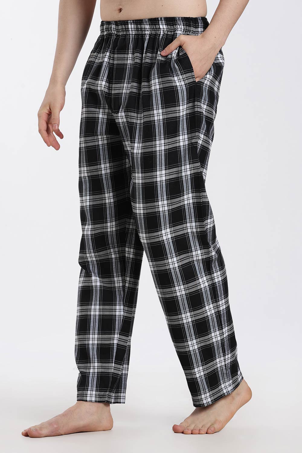 Enhance Men’s Cotton Blend Night Pants – Checked Pyjama Pants with Drawstring & Dual Side Pockets | Comfortable Men’s Nightwear & Lounge Pants - NP01