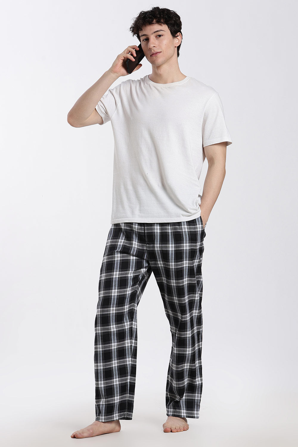 Enhance Men’s Cotton Blend Night Pants – Checked Pyjama Pants with Drawstring & Dual Side Pockets | Comfortable Men’s Nightwear & Lounge Pants - NP01