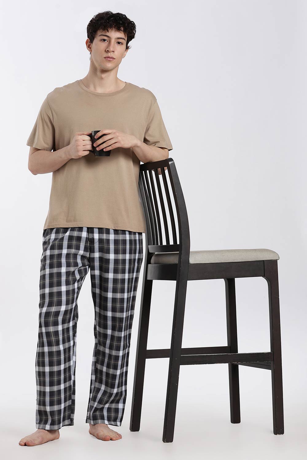 Enhance Men’s Cotton Blend Night Pants – Checked Pyjama Pants with Drawstring & Dual Side Pockets | Comfortable Men’s Nightwear & Lounge Pants - NP01
