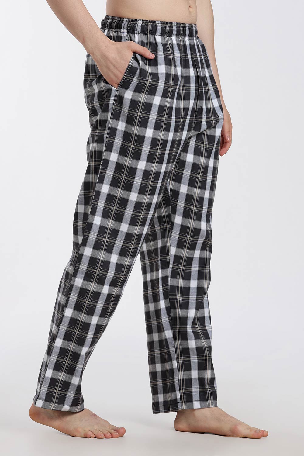Enhance Men’s Cotton Blend Night Pants – Checked Pyjama Pants with Drawstring & Dual Side Pockets | Comfortable Men’s Nightwear & Lounge Pants - NP01