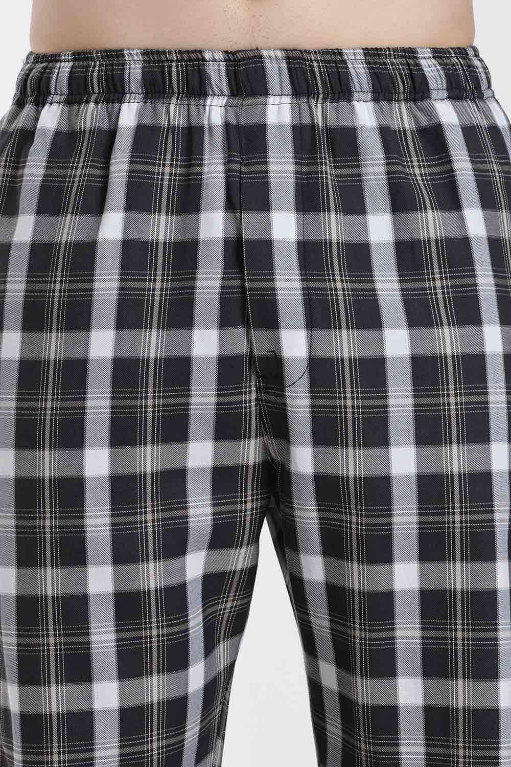 Enhance Men’s Cotton Blend Night Pants – Checked Pyjama Pants with Drawstring & Dual Side Pockets | Comfortable Men’s Nightwear & Lounge Pants - NP01
