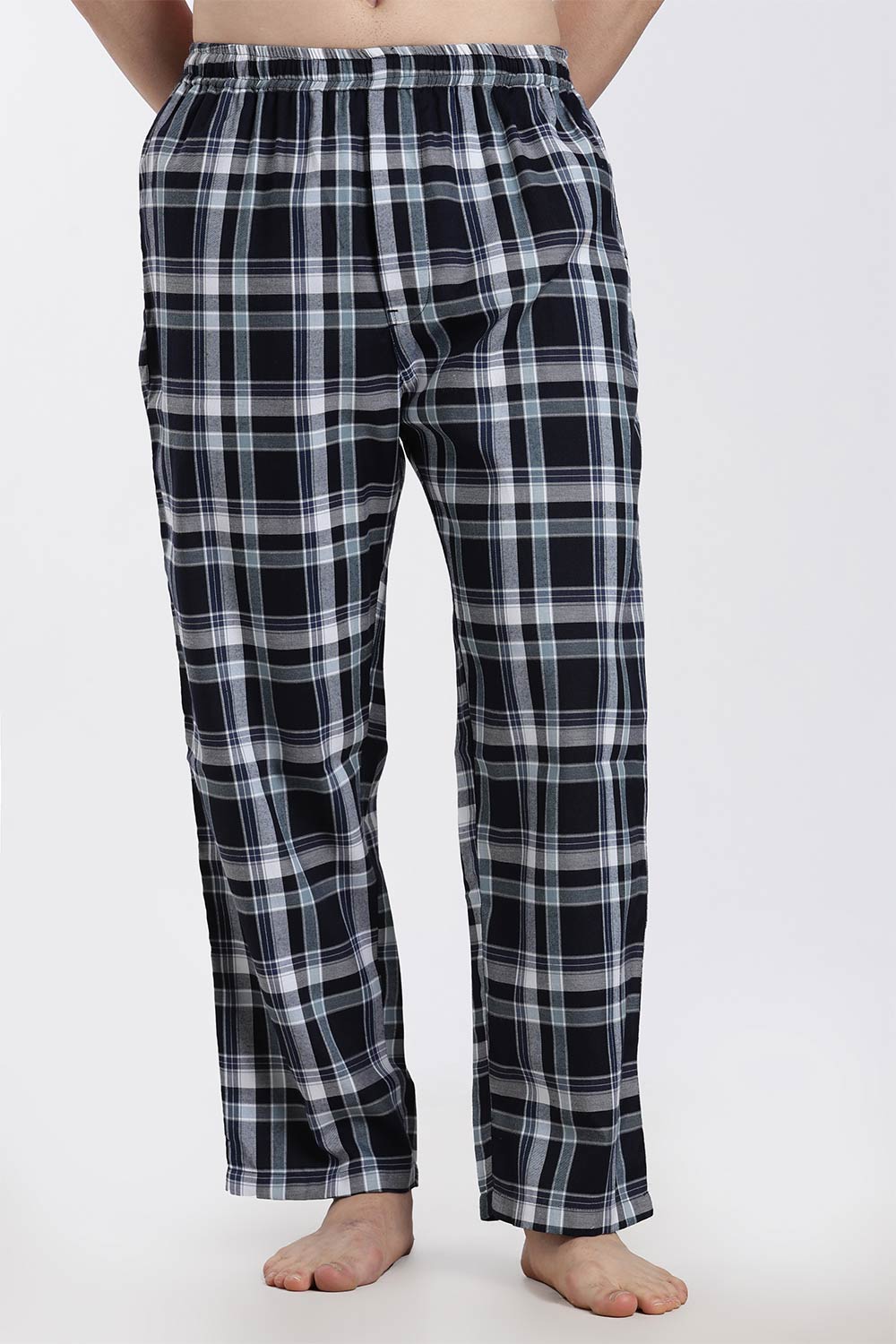 Enhance Men’s Cotton Blend Night Pants – Checked Pyjama Pants with Drawstring & Dual Side Pockets | Comfortable Men’s Nightwear & Lounge Pants - NP01