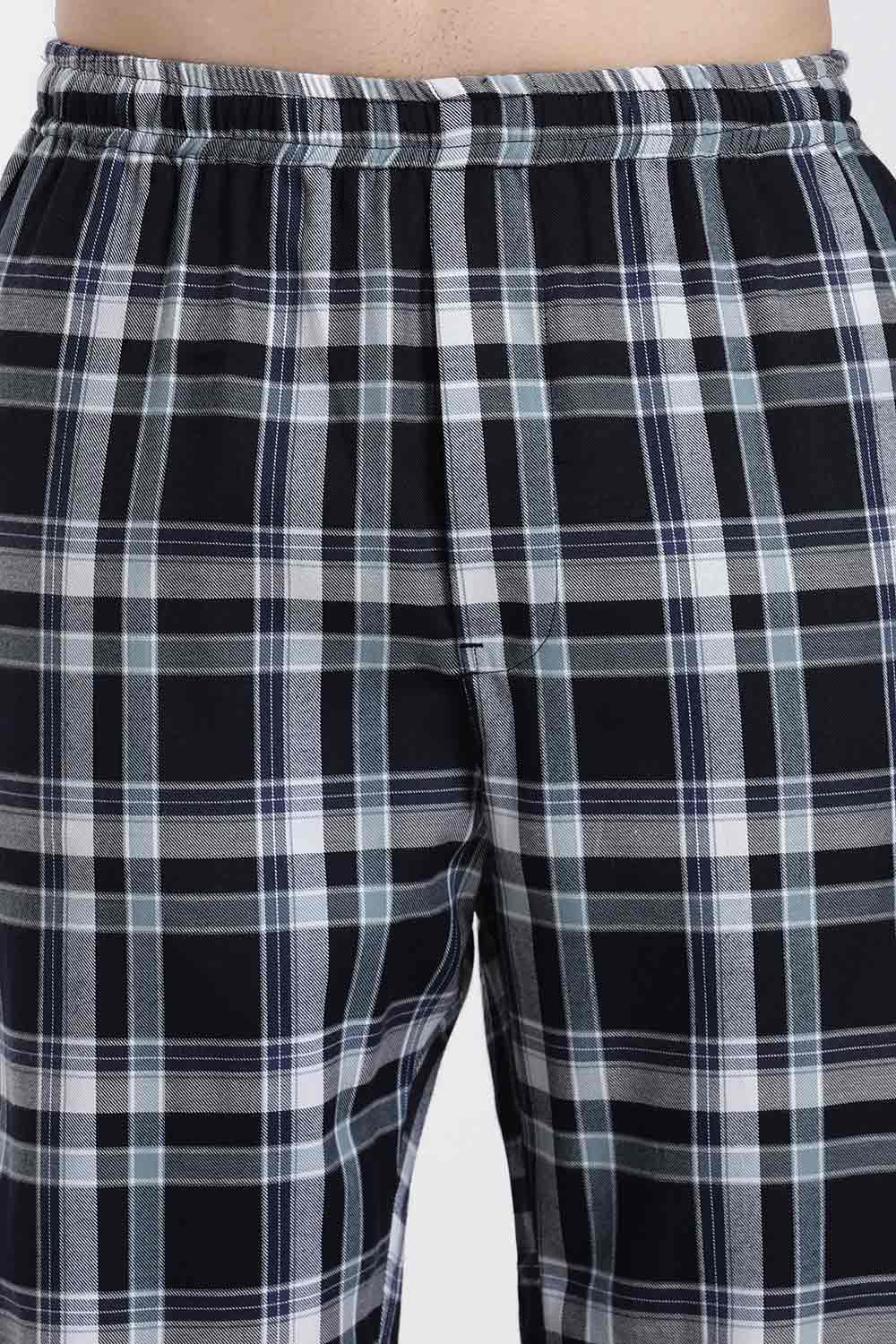 Enhance Men’s Cotton Blend Night Pants – Checked Pyjama Pants with Drawstring & Dual Side Pockets | Comfortable Men’s Nightwear & Lounge Pants - NP01